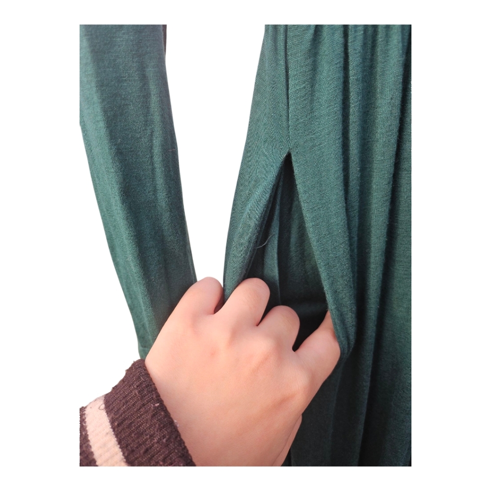 Ouges Rich Green Maxi Dress M V-Neck, Waistband, … - image 5